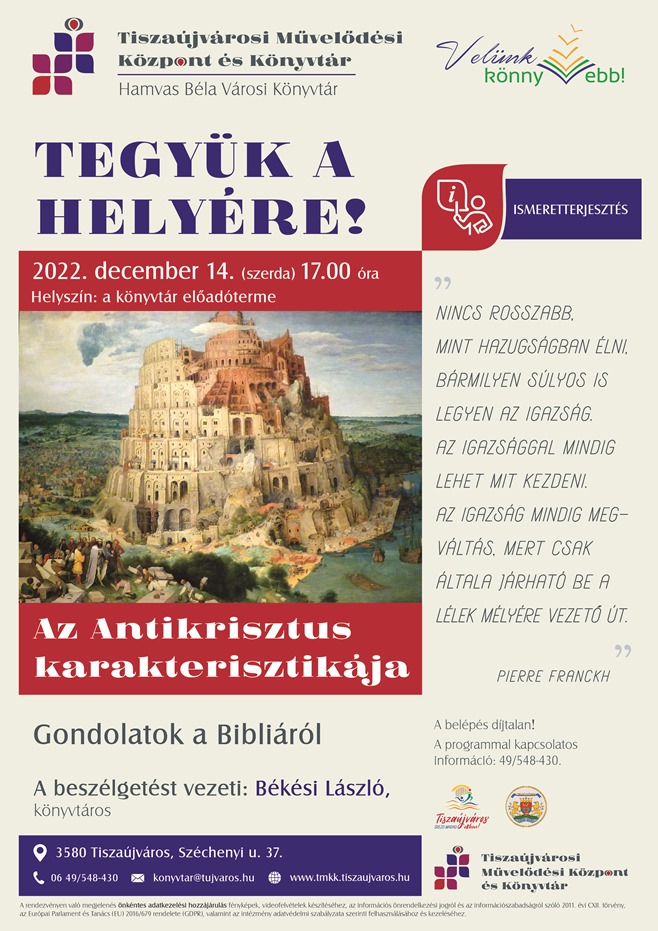 Dec Tegyük a helyére kronika